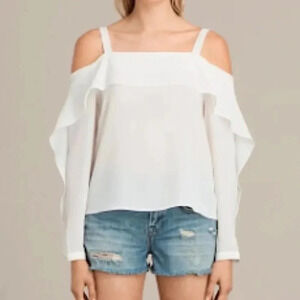 All Saints Cream Cold Shoulder Khan Blouse Top Size M